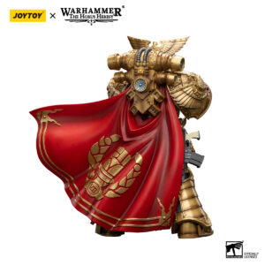 Imperial Fists Rogal Dorn, Primarch of the Vllth Legion Action Figure Back View with Red Gilded Cape Warhammer The Horus Heresy JOYTOY