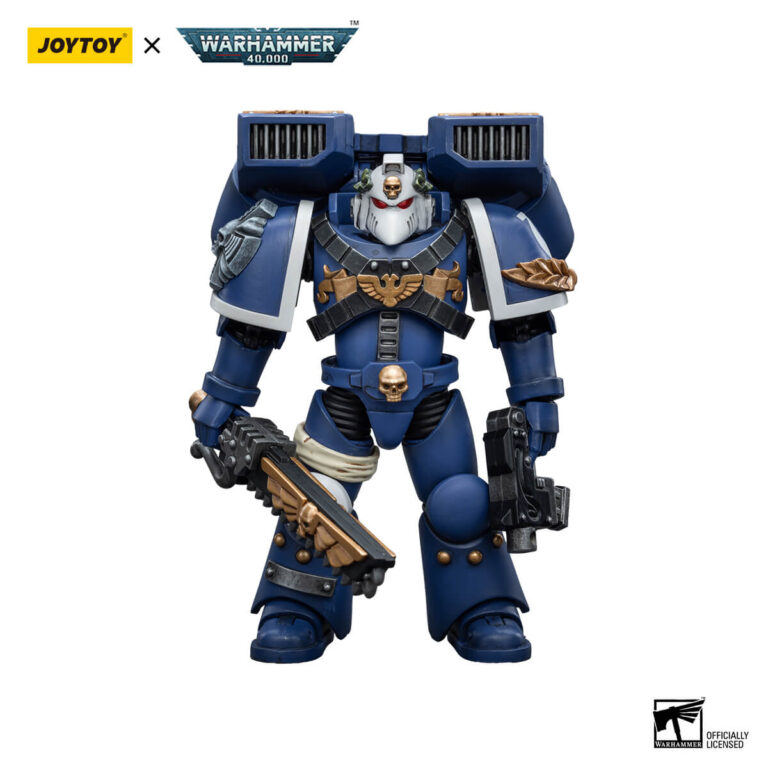 Ultramarines Vanguard Veteran with Chainsword and Bolt Pistol Action Figure Front View