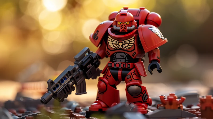 An AI-imagined LEGO Blood Angels Space Marine