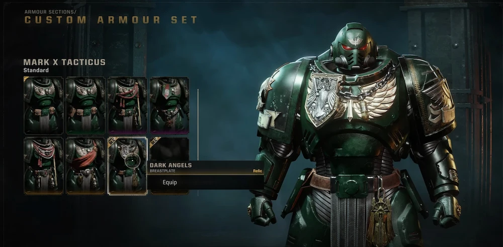 Preview of the New Dark Angels Armour in Space Marine 2 upcoming patches. 