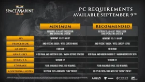 Warhammer 40000 Space Marine 2 Requirements