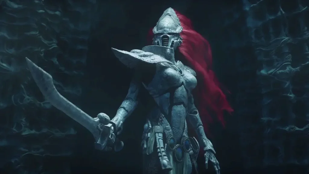 An Eldar Warrior in Wraithbone Armour in Dawn of War 3 Video Game